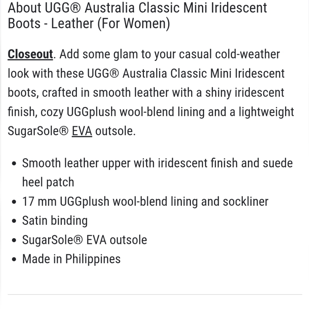 NIB UGG STUNNING IRIDESCENT COLOR!!! SIZE 8 WOMEN - Picture 12 of 12